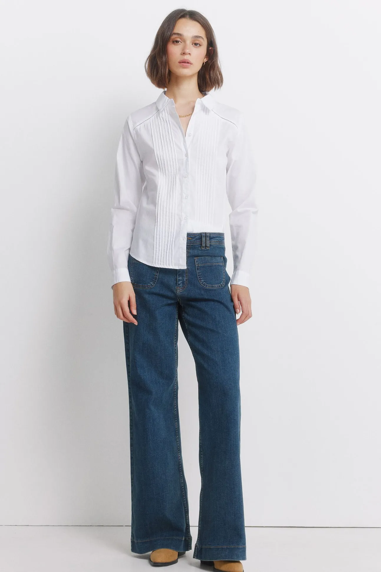 Chemise plissée manches longues