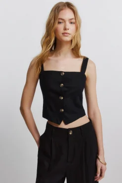 Haut gilet en lin noir