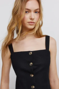 Haut gilet en lin noir