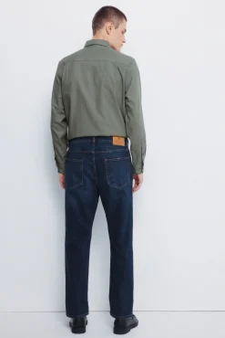 Jeans coupe droite délavé foncé