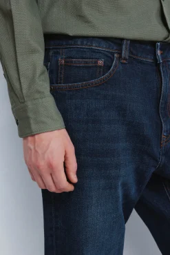 Jeans coupe droite délavé foncé