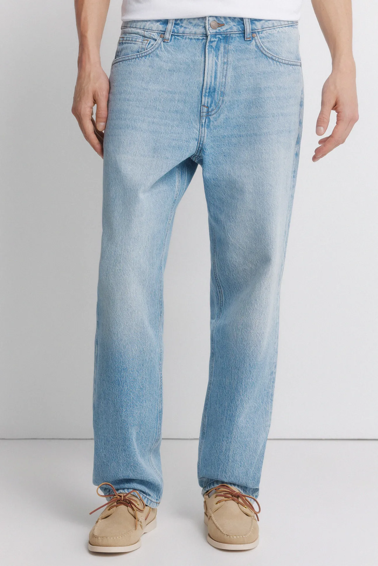 Jeans délavé moyen clair coupe droite