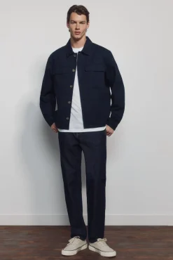 Jeans lav&eacute; d&eacute;sencoll&eacute; coupe droite