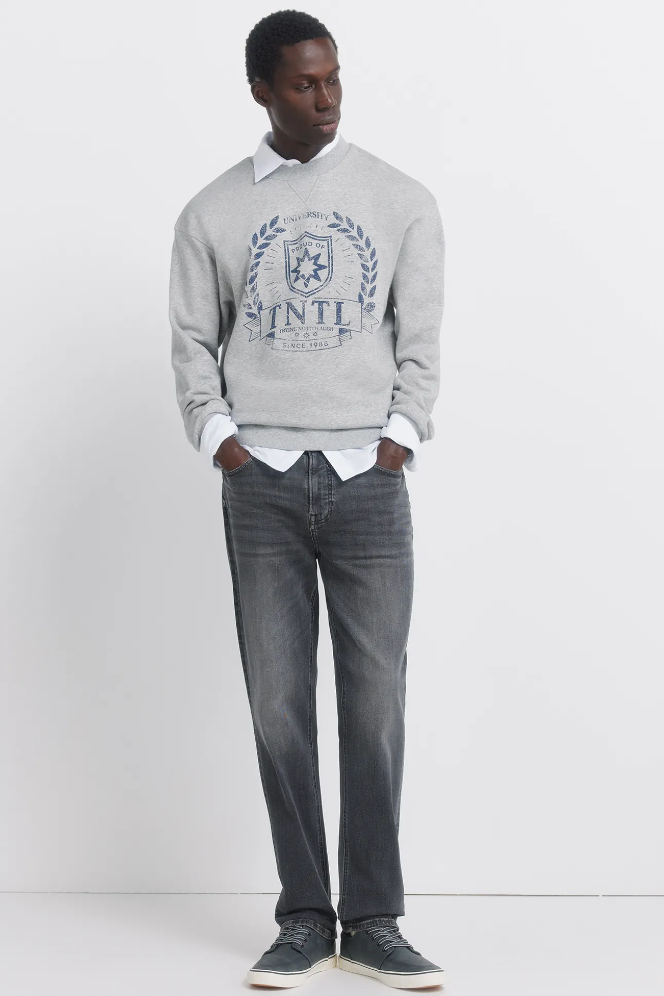 Jeans noir délavé slim fit