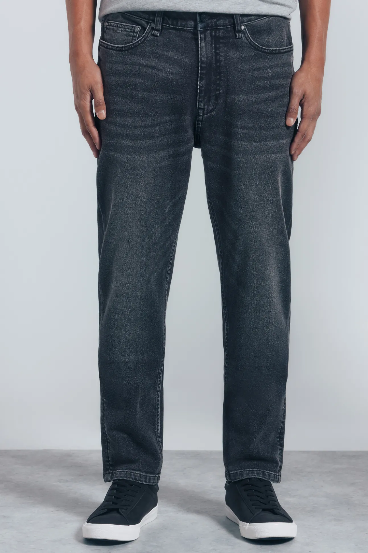 Jeans skinny délavé gris foncé