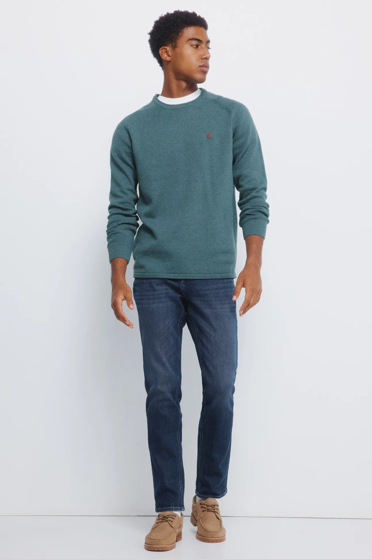 Jeans slim délavé moyennement foncé