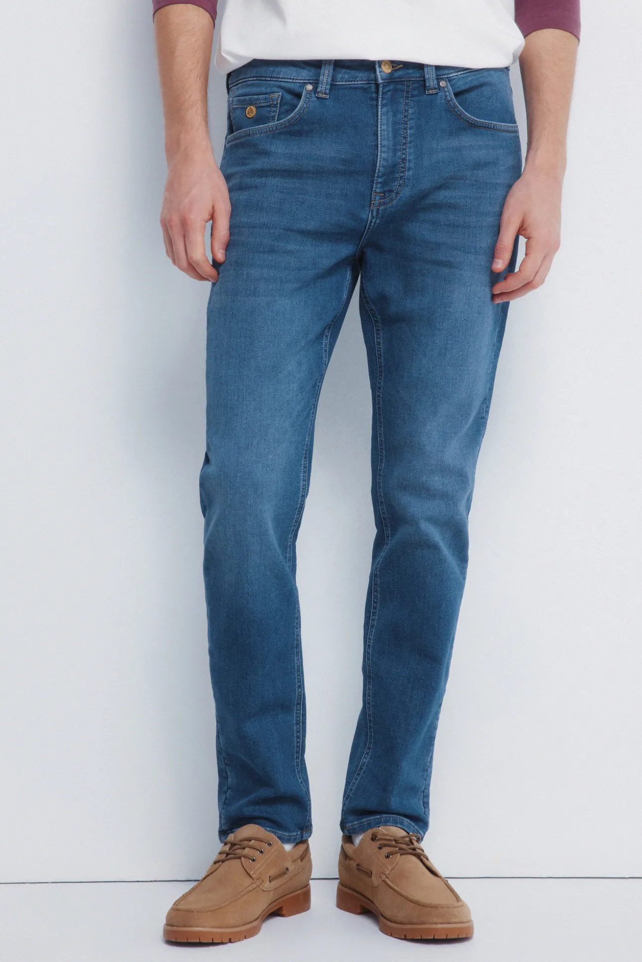 Jeans slim en denim tricoté
