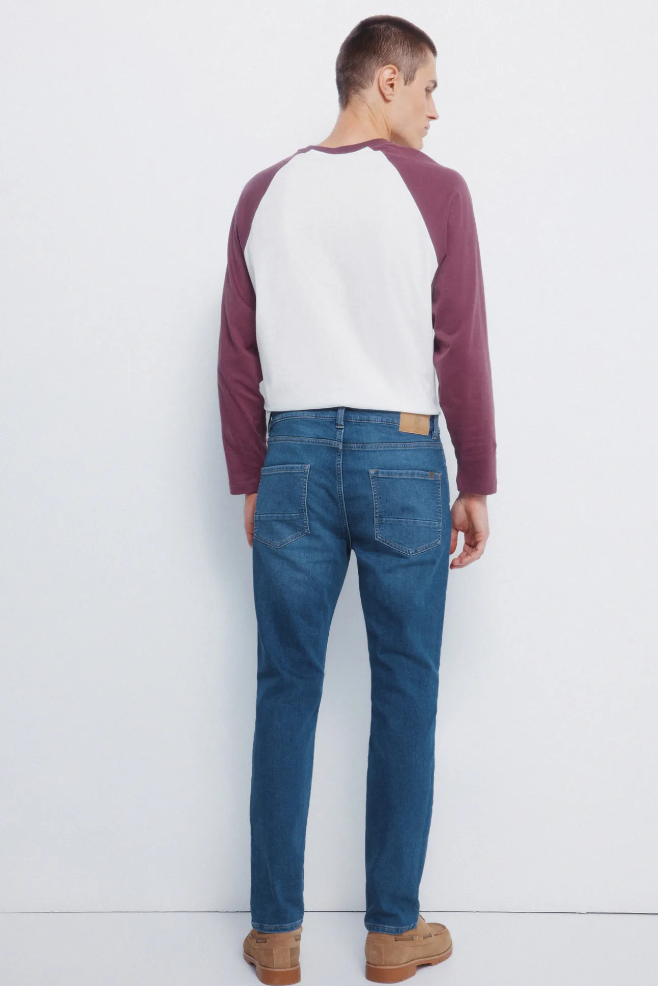 Jeans slim en denim tricoté