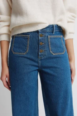 Jeans super large avec poches plaqu&eacute;es