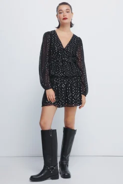 Jupe &agrave; smocks en lurex
