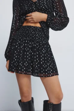 Jupe &agrave; smocks en lurex