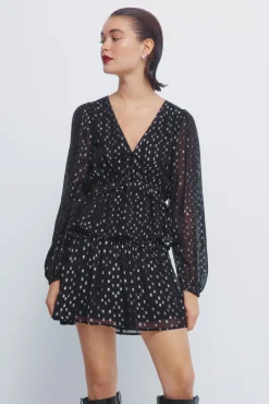 Jupe &agrave; smocks en lurex