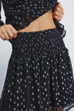 Jupe &agrave; smocks en lurex