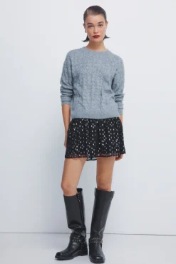 Jupe &agrave; smocks en lurex