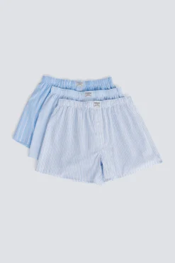 Lot de 3 cale&ccedil;ons &agrave; rayures bleues