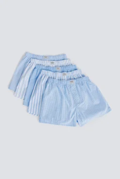 Lot de 5 caleçons à rayures bleus