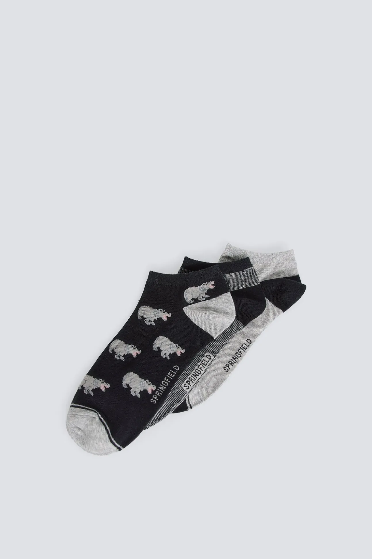 Lot de 3 chaussettes cheville à hippopotames