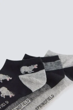 Lot de 3 chaussettes cheville &agrave; hippopotames
