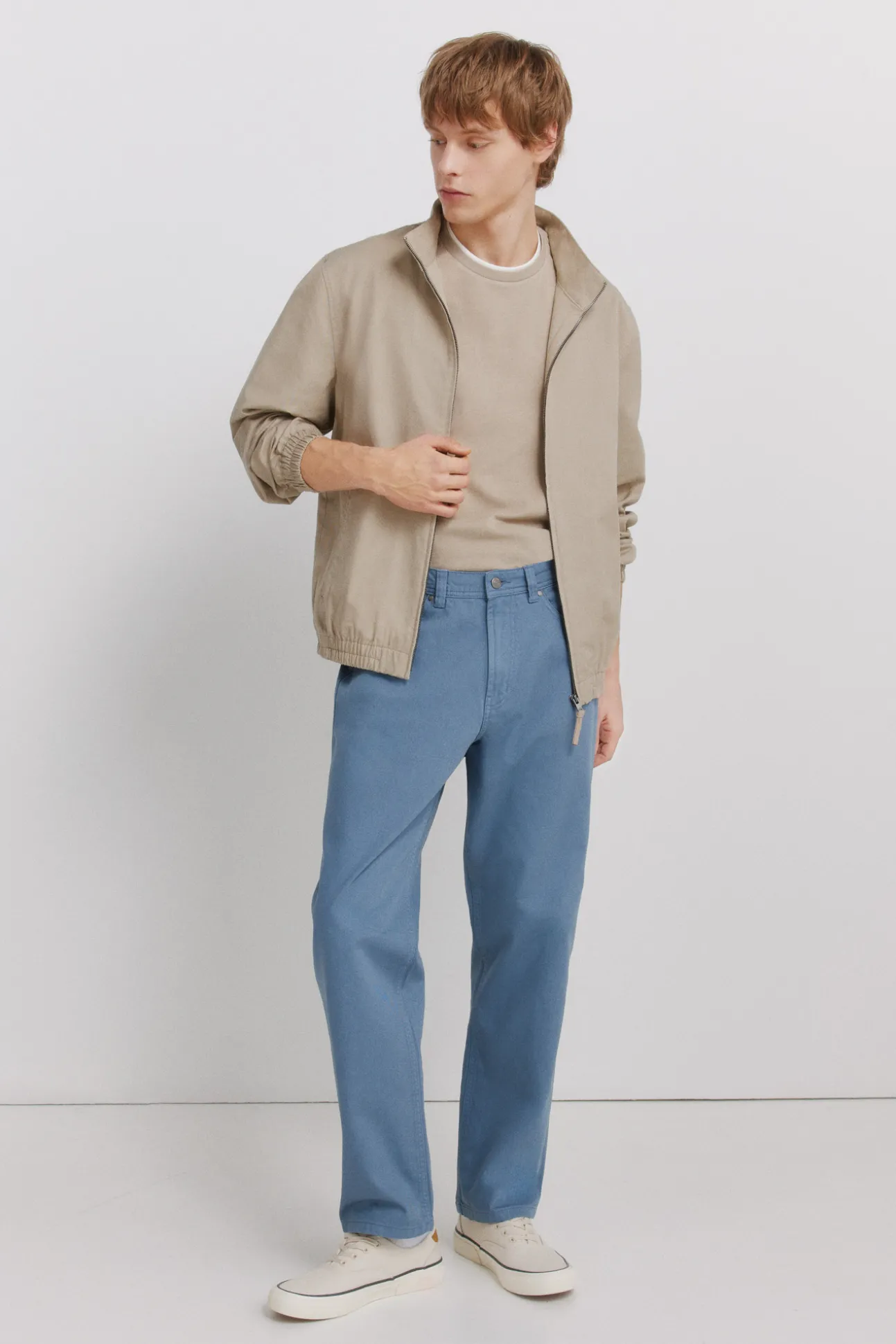 Pantalon 5 poches lavé coupe droite