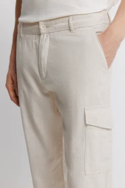 Pantalon cargo slim fit en lin