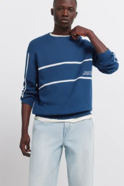 Pantalon chino en jean d&eacute;lav&eacute; clair