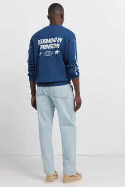 Pantalon chino en jean d&eacute;lav&eacute; clair