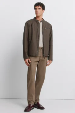 Pantalon chino micro-imprim&eacute; coupe slim