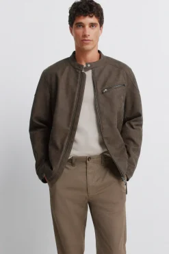 Pantalon chino micro-imprim&eacute; coupe slim