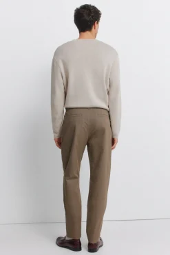 Pantalon chino micro-imprim&eacute; coupe slim