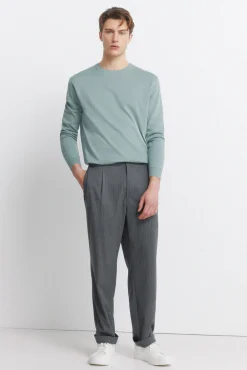 Pantalon droit relaxed fit &agrave; rayures