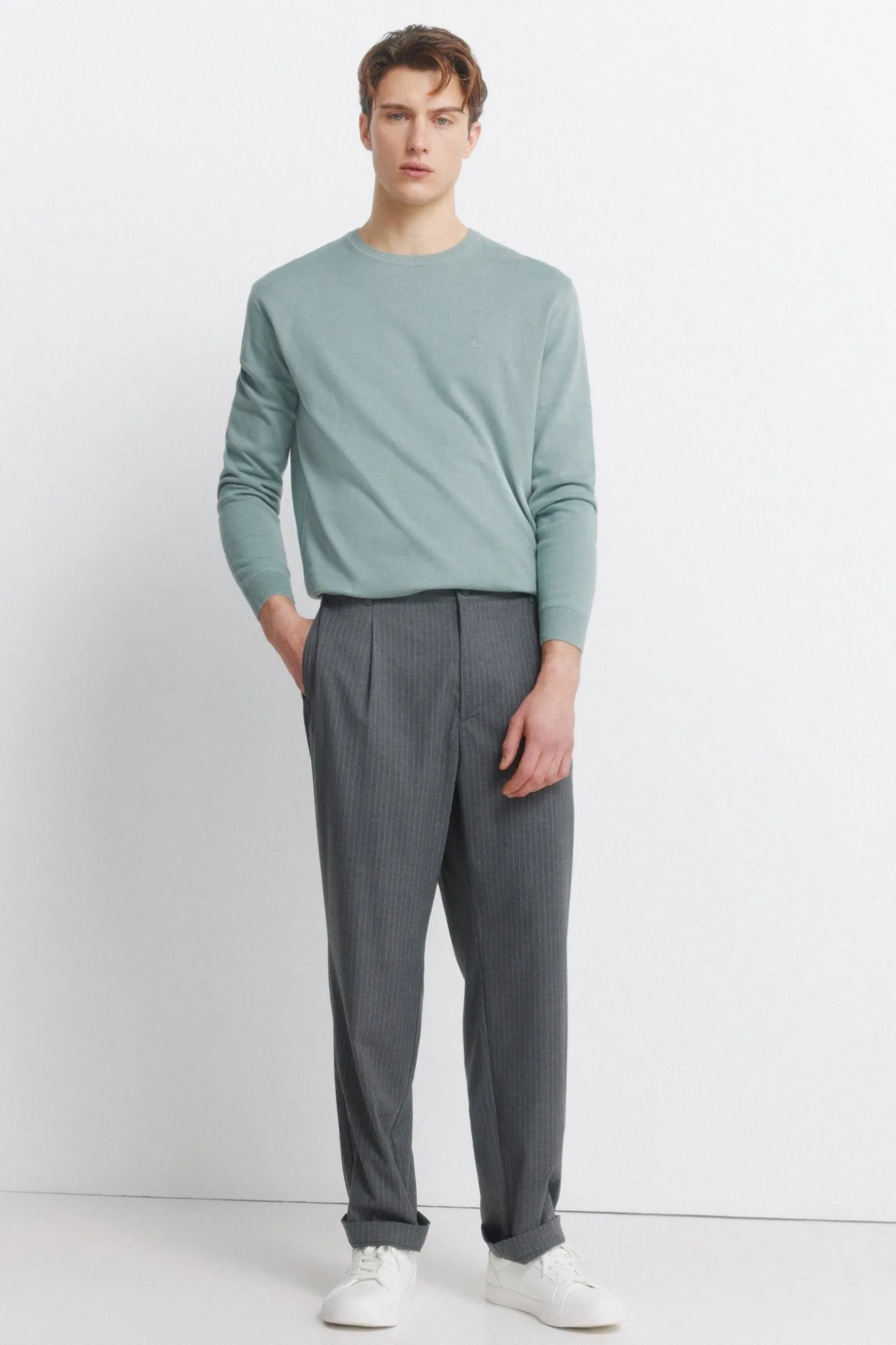 Pantalon droit relaxed fit à rayures