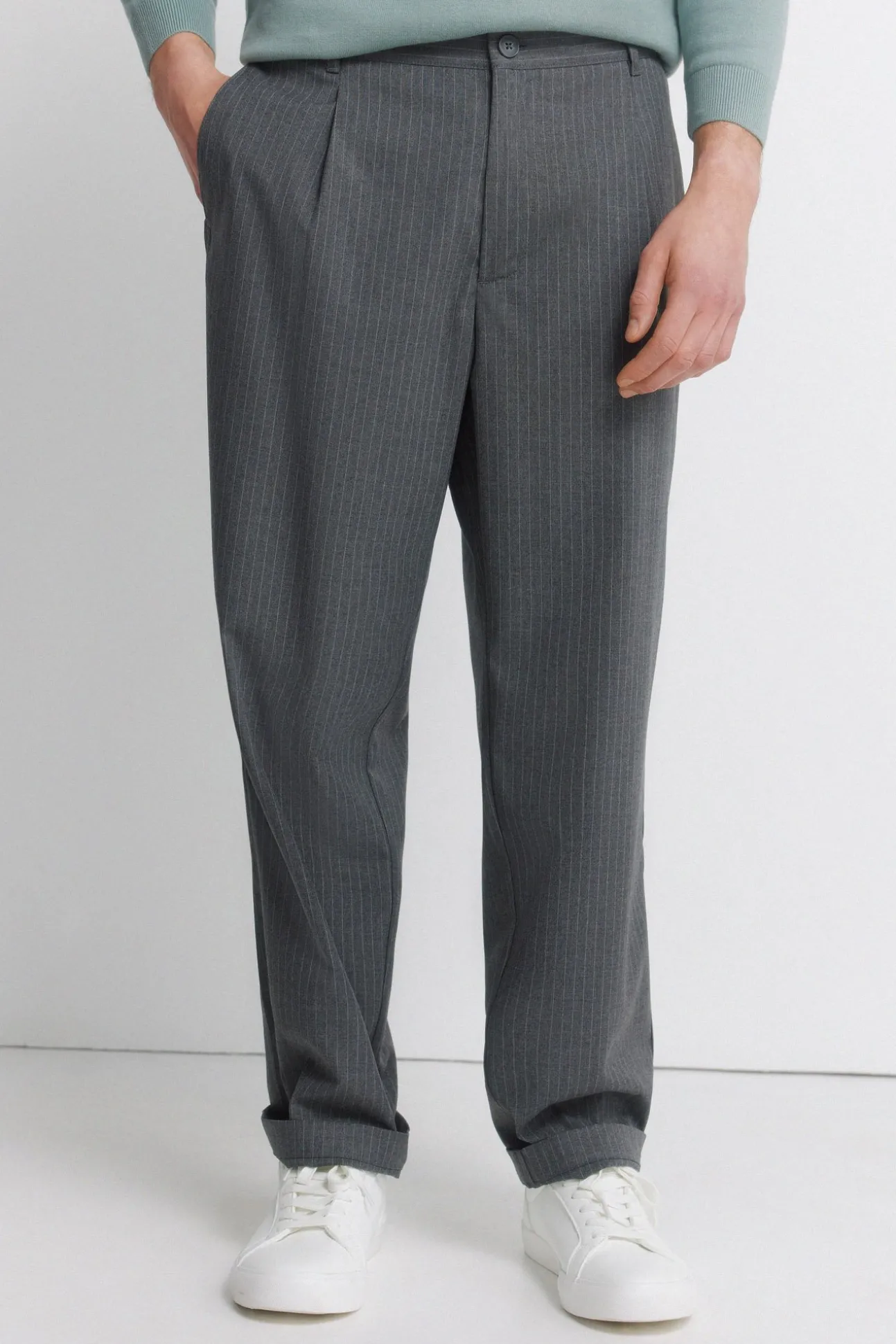 Pantalon droit relaxed fit à rayures