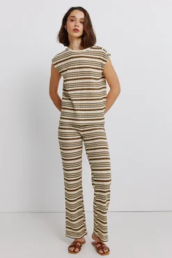 Pantalon en tricot à rayures