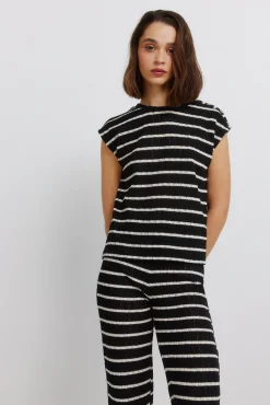 Pantalon en tricot &agrave; rayures