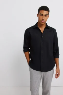 Pantalon slim fit confortable en lin structur&eacute;