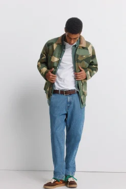 Parka camouflage col contrastant