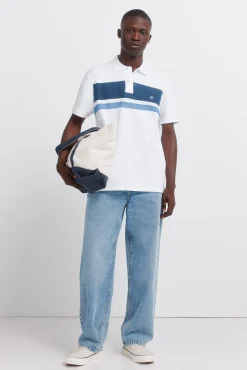 Polo en piqu&eacute; &agrave; rayures imprim&eacute;es regular fit