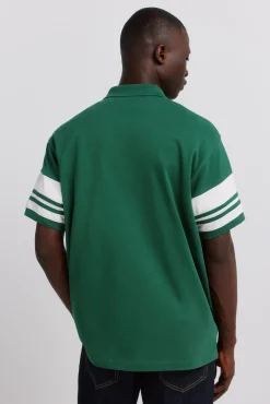 Polo en piqu&eacute; &agrave; manches &agrave; blocs de couleur contrastants coupe droite