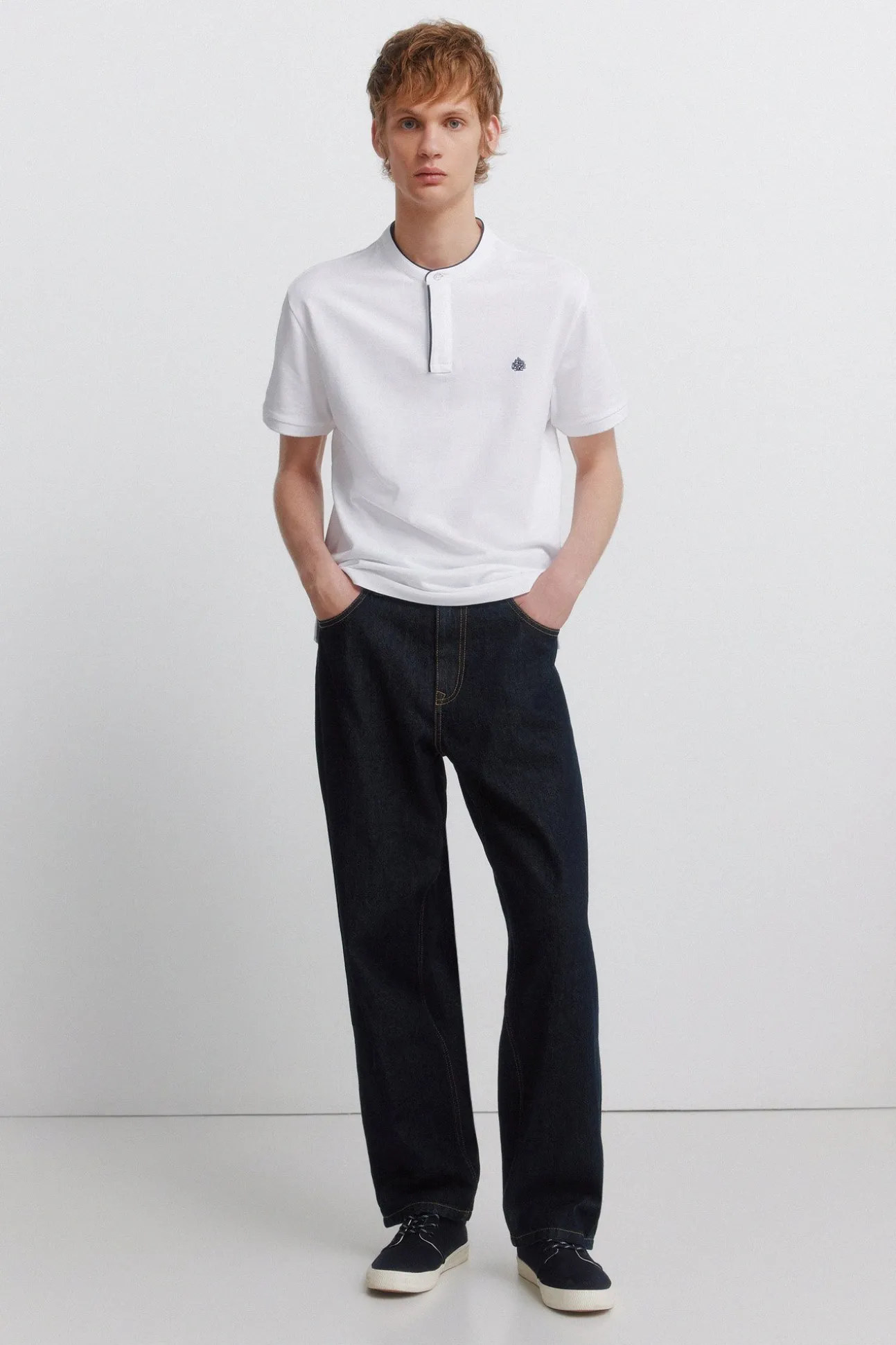 Polo piqué col mao slim fit