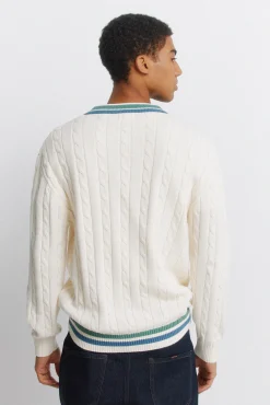 Pull &agrave; torsades col en V