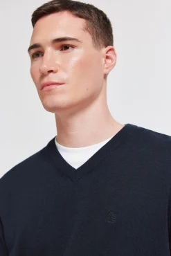 Pull basique col en V logo Springfield