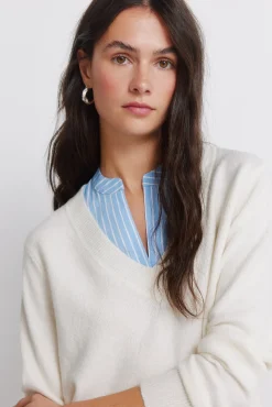 Pull col mao bimatière