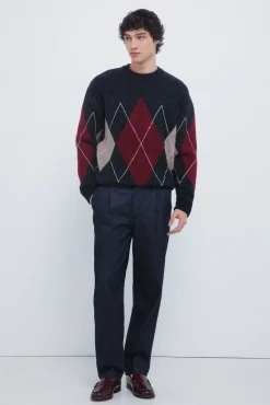 Pull fantaisie &agrave; motifs de losanges