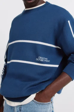 Pull jacquard &agrave; texte