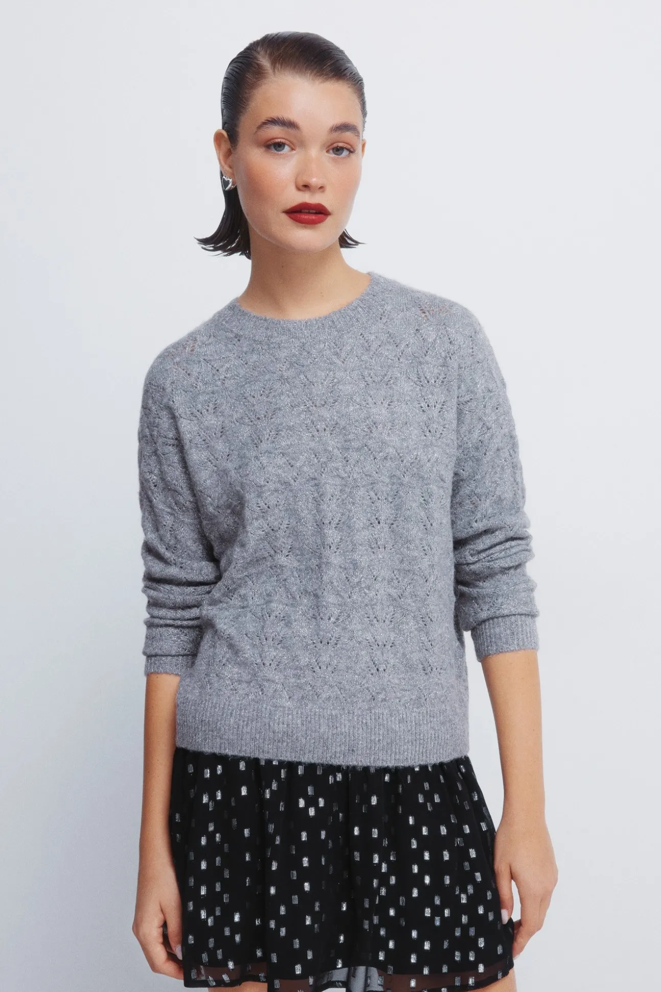 Pull pointelle lurex