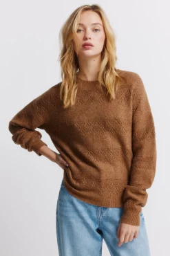 Pull pointelle rayures lurex