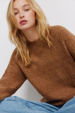 Pull pointelle rayures lurex
