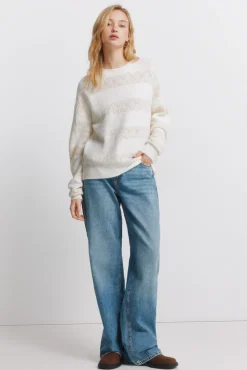 Pull pointelle rayures lurex