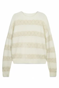 Pull pointelle rayures lurex