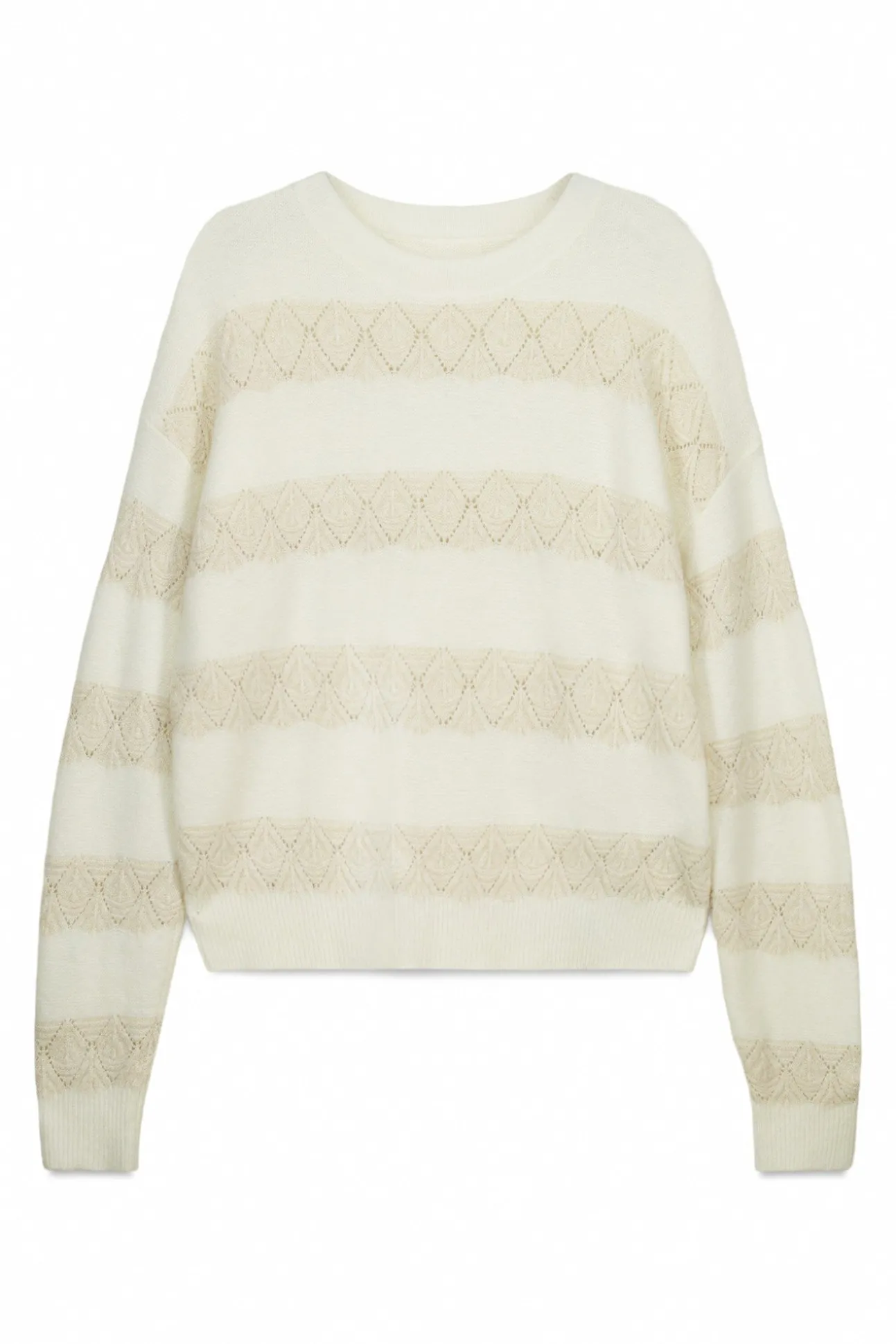 Pull pointelle rayures lurex